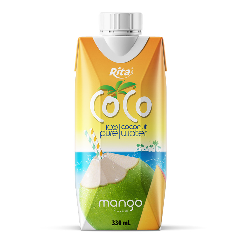 COCO 100 pure coconut water with mango flavour 330ml Paper box