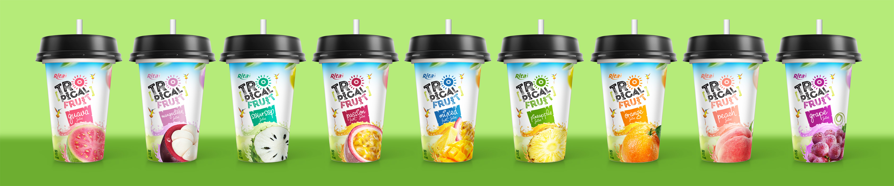 9 flavours juice PP cup 330ml New