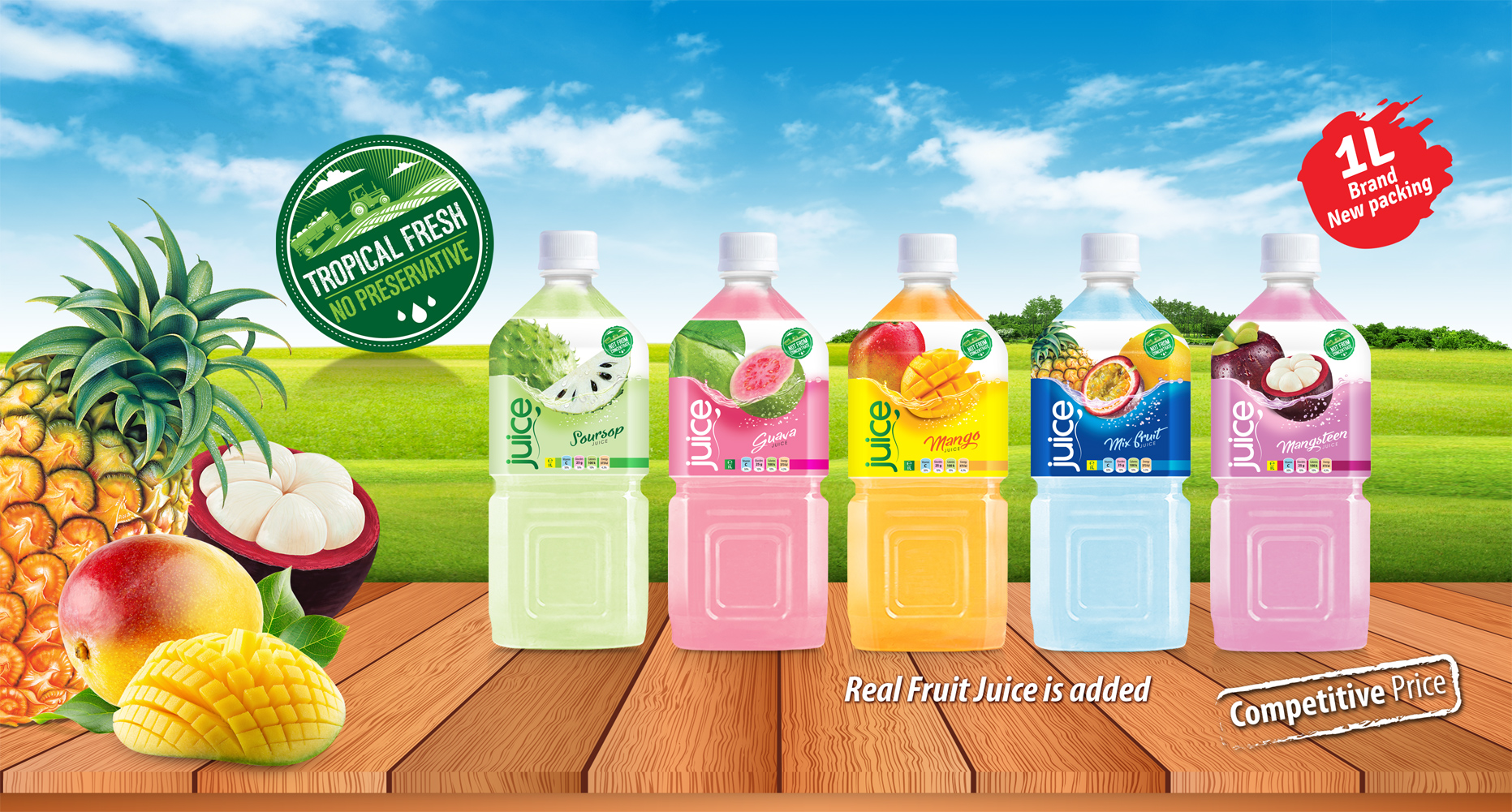 mix fruit juice drink 1000ml  pet bottle