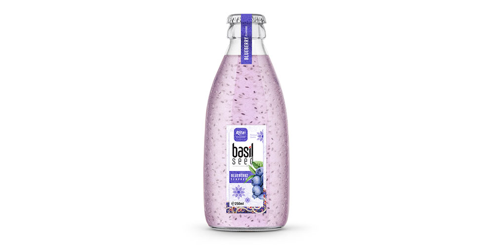 250ML GLASS BOTTLE BASIL SEED BLUEBERRY FLAVOR