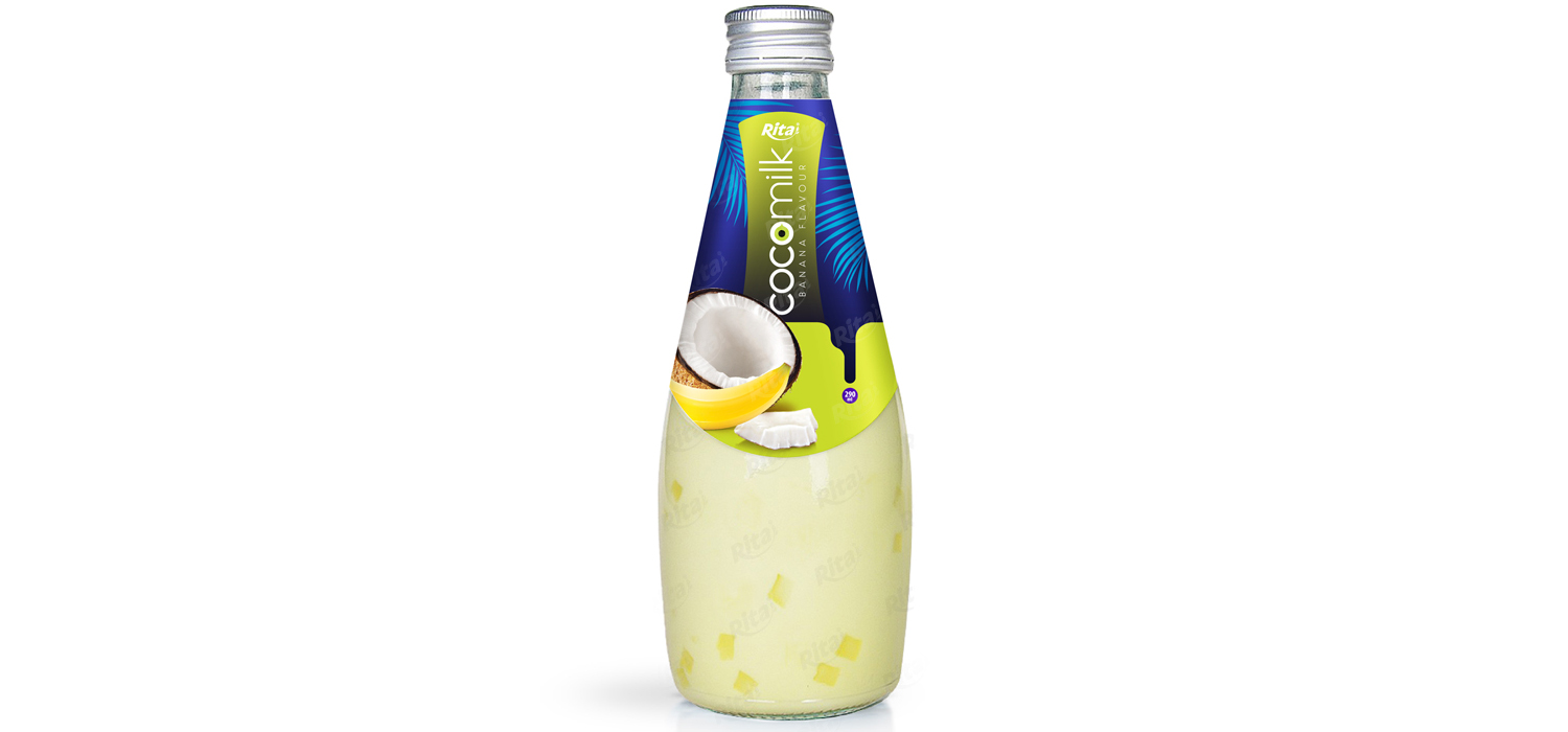 Coconut milk with  banana flavor 290ml glass bottle