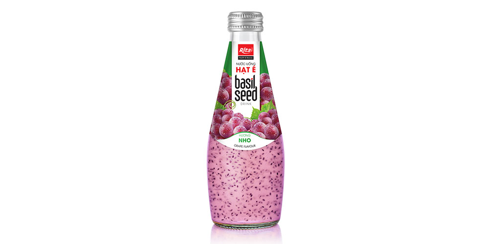 290ML GLASS BOTTLE BASIL SEED GRAPE FLAVOR