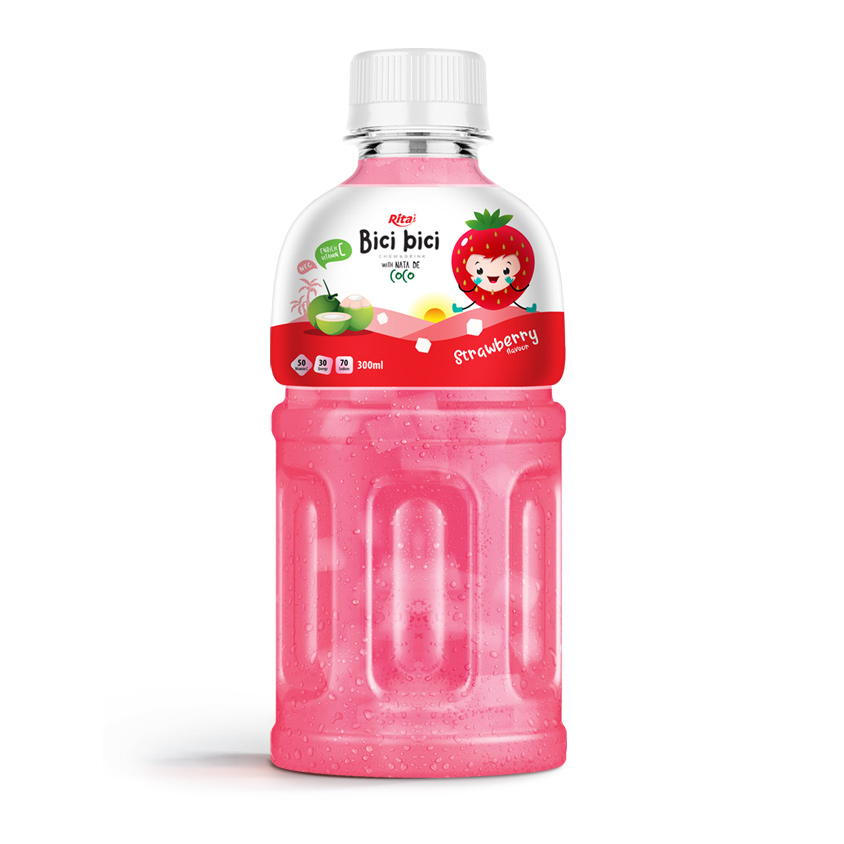 300ML PET BOTTLE STRAWBERRY JUICE WITH NATA DE COCO