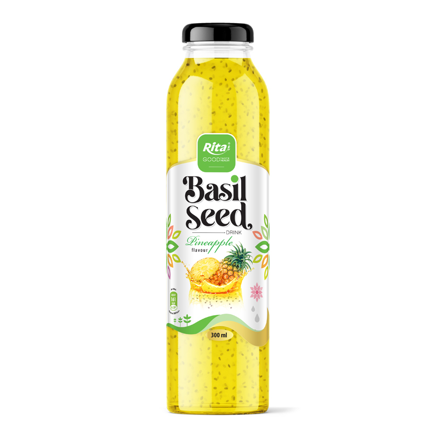 300 GLASS BOTTLE BASIL SEED WITH  PINEAPPLE