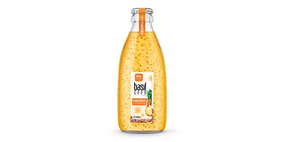 250ML GLASS BOTTLE BASIL SEED PINEAPPLE FLAVOR