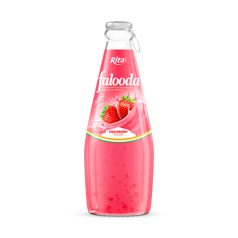 Falooda Drink With Basil Seed Mixed Nata De Coco With Strawberry Flavour