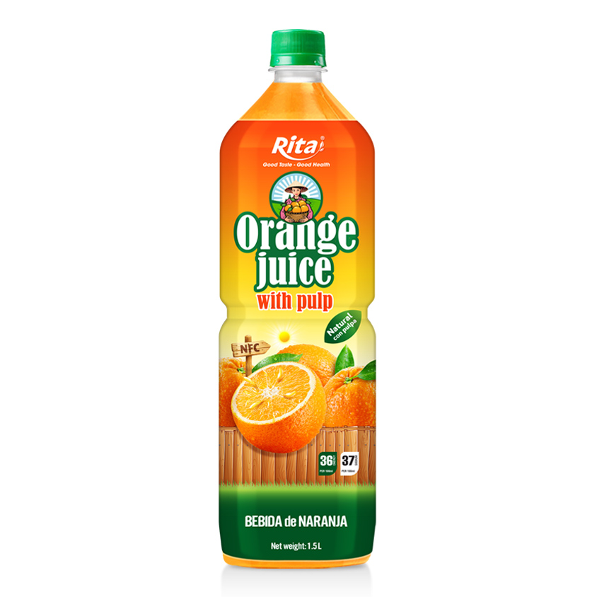 Wholesale Supplier 1.5L Pet Bottle Orange Juice With Pulp