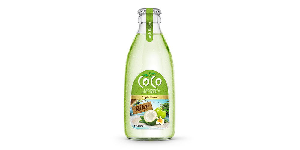 250ML GLASS BOTTLE COCONUT WATER WITH APPLE FLAVOR