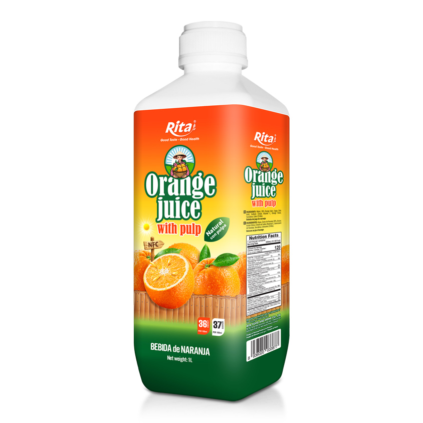 Wholesale Supplier 1L PP Bottle Orange Juice With Pulp