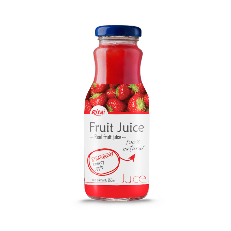 STRAWBERRY JUICE IN 250 ML GLASS BOTTLE