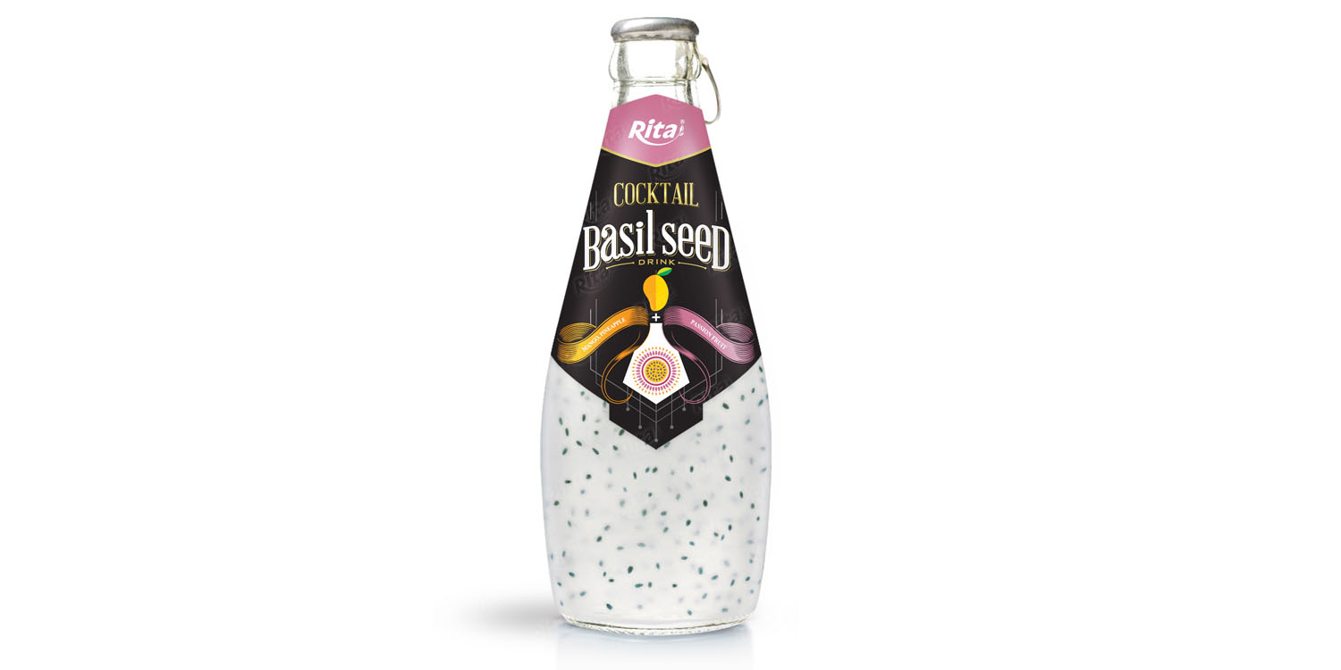 Cocktail flavor with basil seed 290ml glass bottle