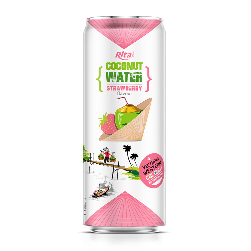 Rita Coconut water With Strawberry juice in 330 ml Alu Can