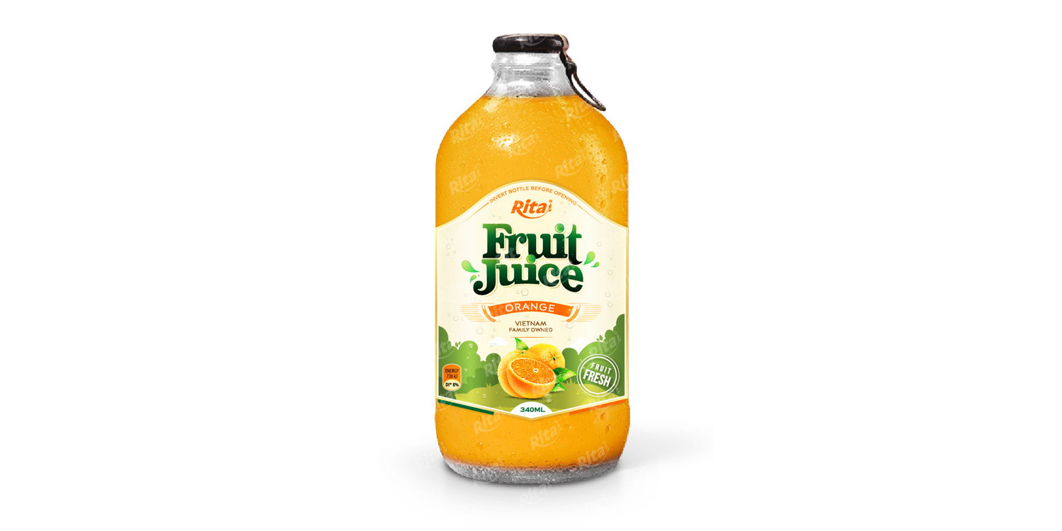 whosale beverages Orange fruit juice 340ml glass bottle