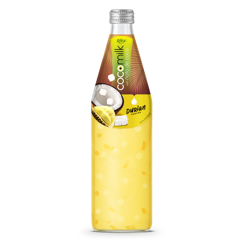 485 ml Glass bottle Coconut milk with nata de coco durian juice
