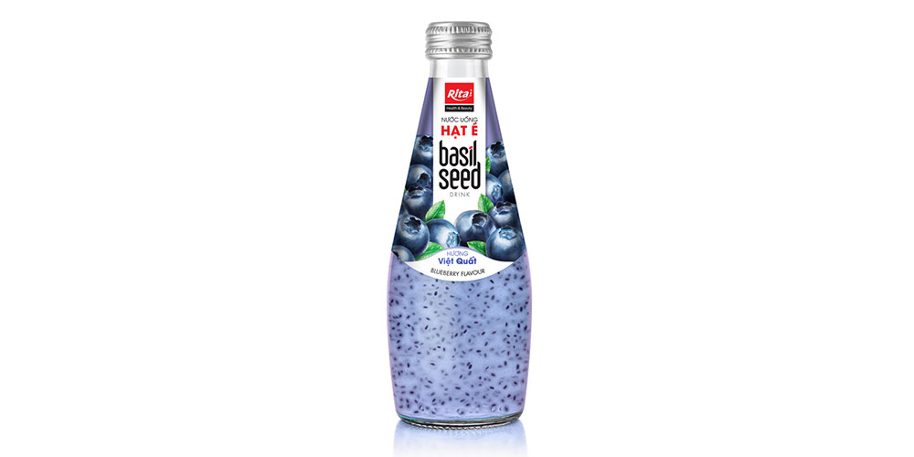 290ML GLASS BOTTLE BASIL SEED BLUEBERRY FLAVOR