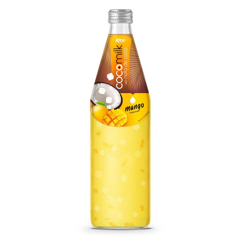 485 ml Glass bottle Coconut milk with nata de coco mango juice