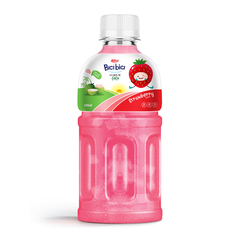 300ML PET BOTTLE STRAWBERRY JUICE WITH NATA DE COCO