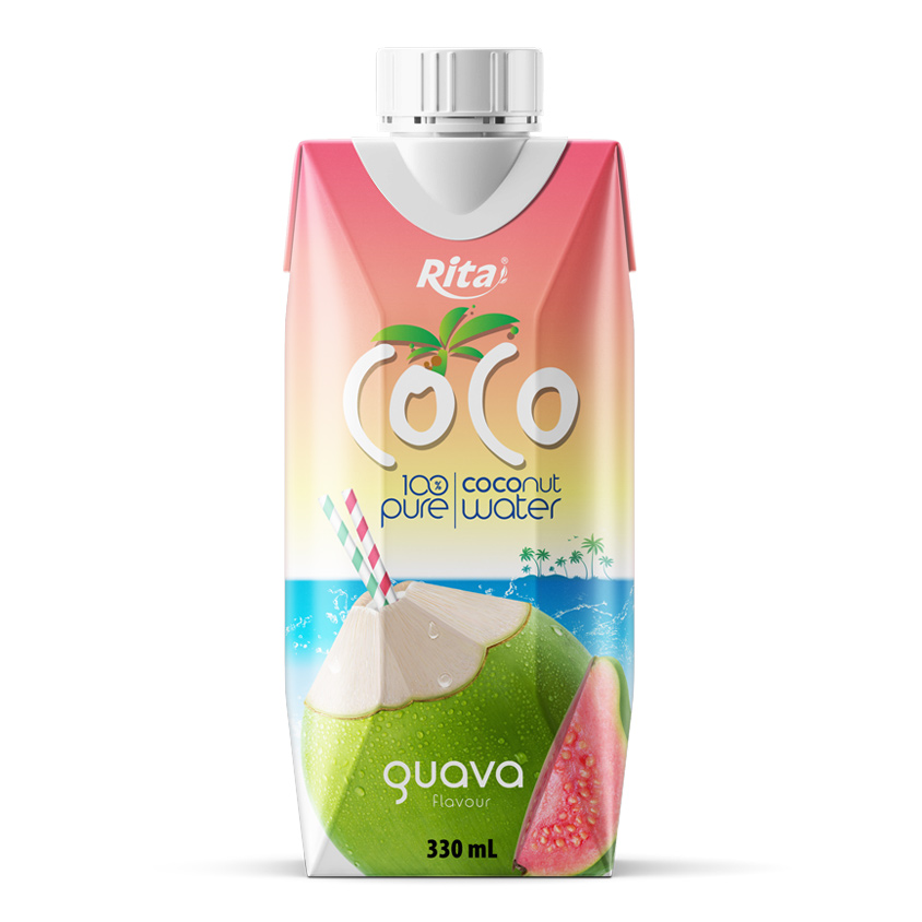 Coco 100% Pure Coconut Water With Guava Flavour 330ml Paper Box