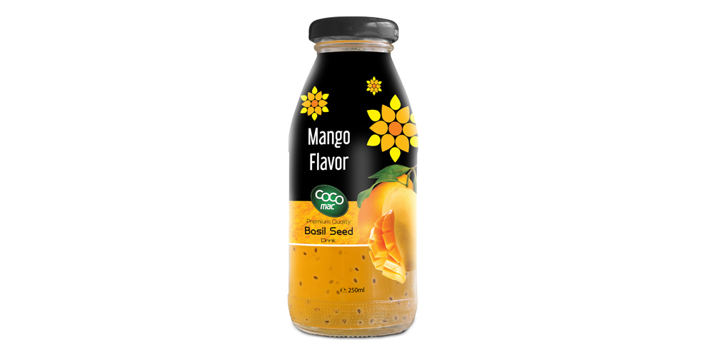 basil seed with mango  flavor 250ml glass bottle