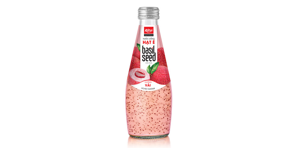 290ML GLASS BOTTLE BASIL SEED LYCHEE FLAVOR