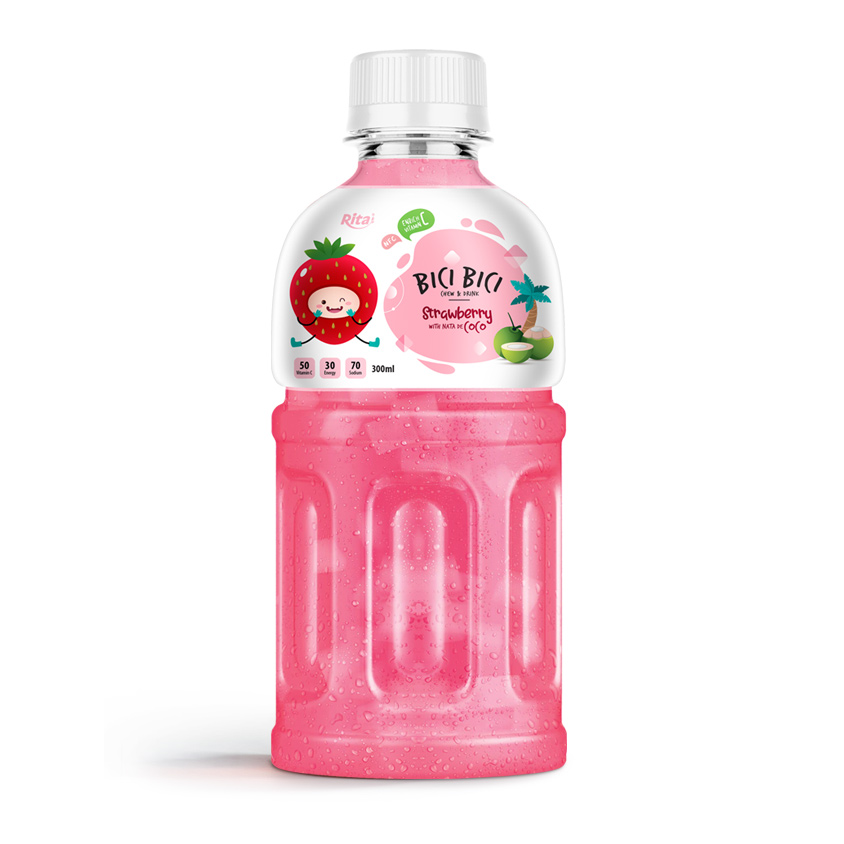 300ML PET BOTTLE STRAWBERRY JUICE WITH NATA DE COCO