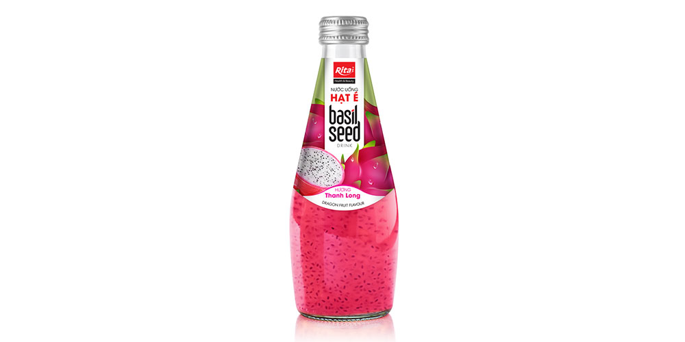 290ML GLASS BOTTLE BASIL SEED DRAGONFRUIT FLAVOR