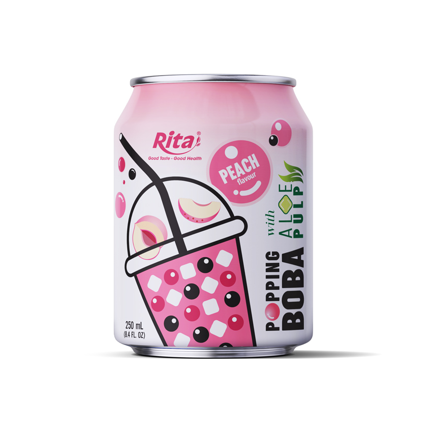 Rita Brand 8.4 Fl Oz Cans Popping Boba Bubble Tea Mix Peach Flavor