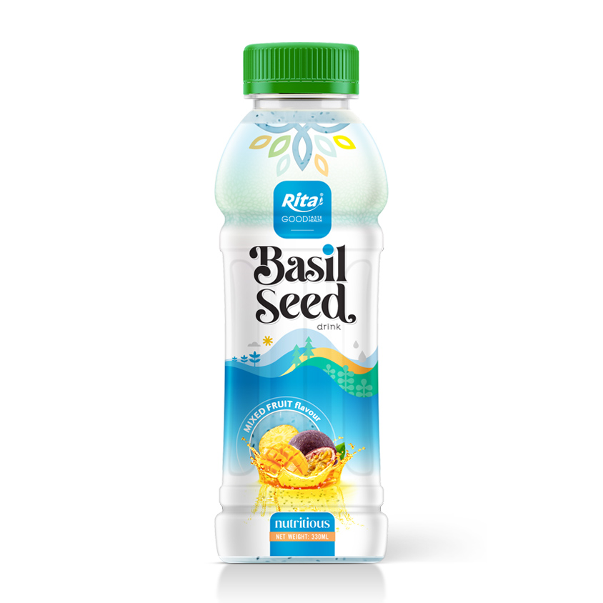 330 PET BOTTLE BASIL SEED WITH  MIX FRUIT JUICE