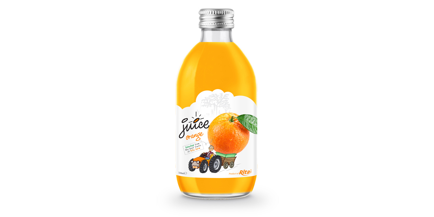 glass 320ml fruit orange juice private label brand