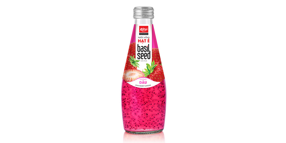 290ML GLASS BOTTLE BASIL SEED STRAWBERRY FLAVOR