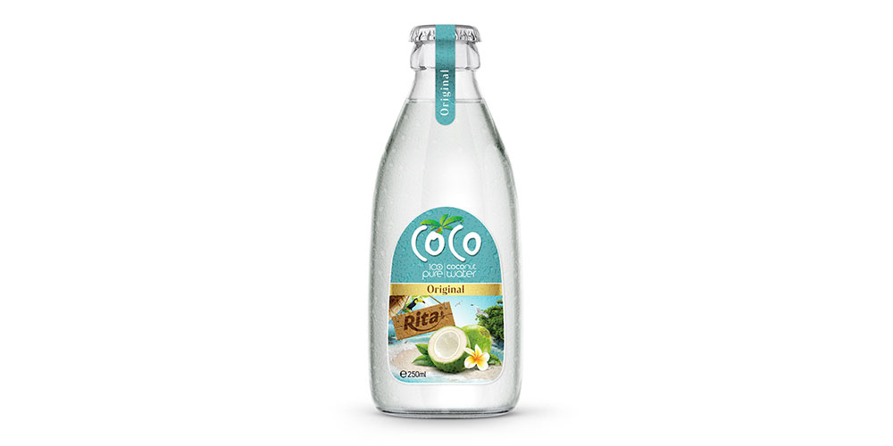 250ML GLASS BOTTLE COCONUT WATER WITH ORIGINAL FLAVOR