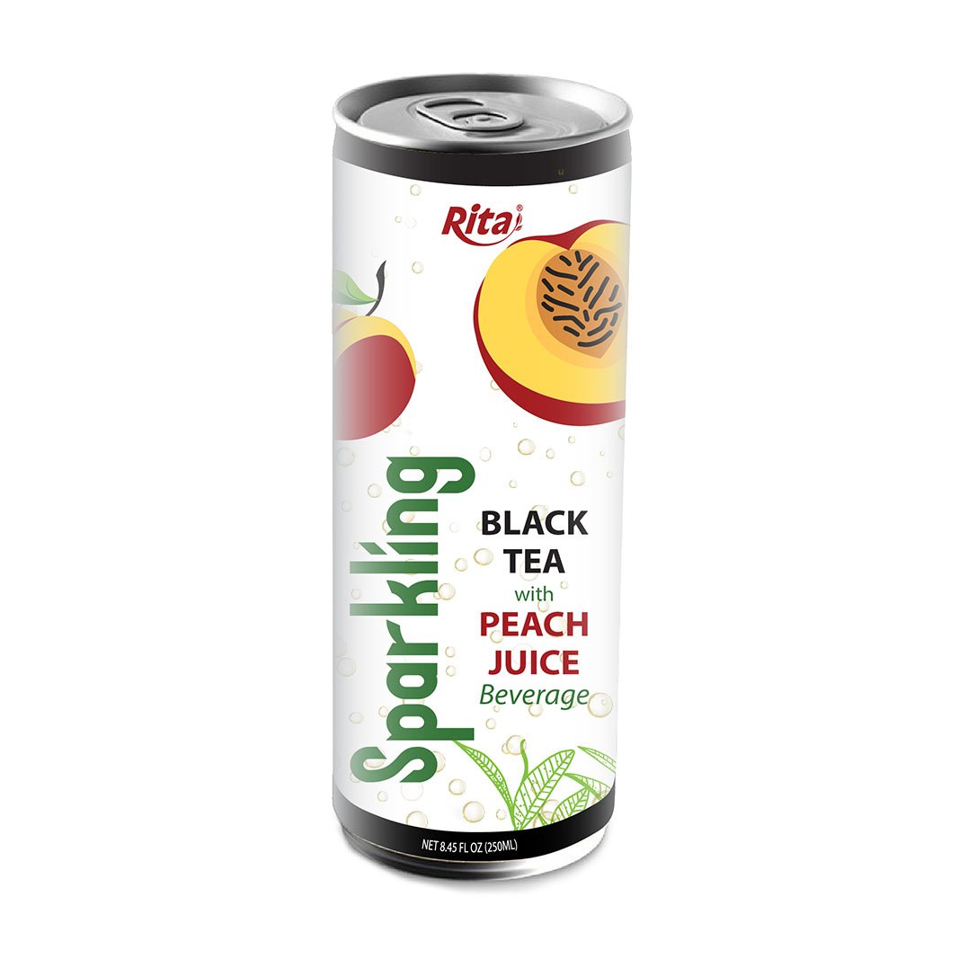 SPARKLING BLACK TEA WITH PEACH JUICE 250 ML CANNED