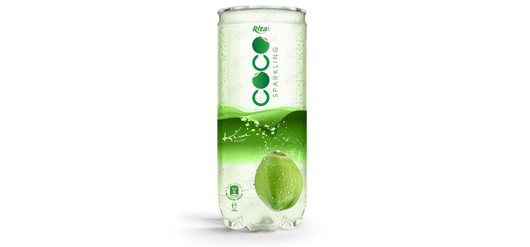 Sparking coconut water with kiwi flavor