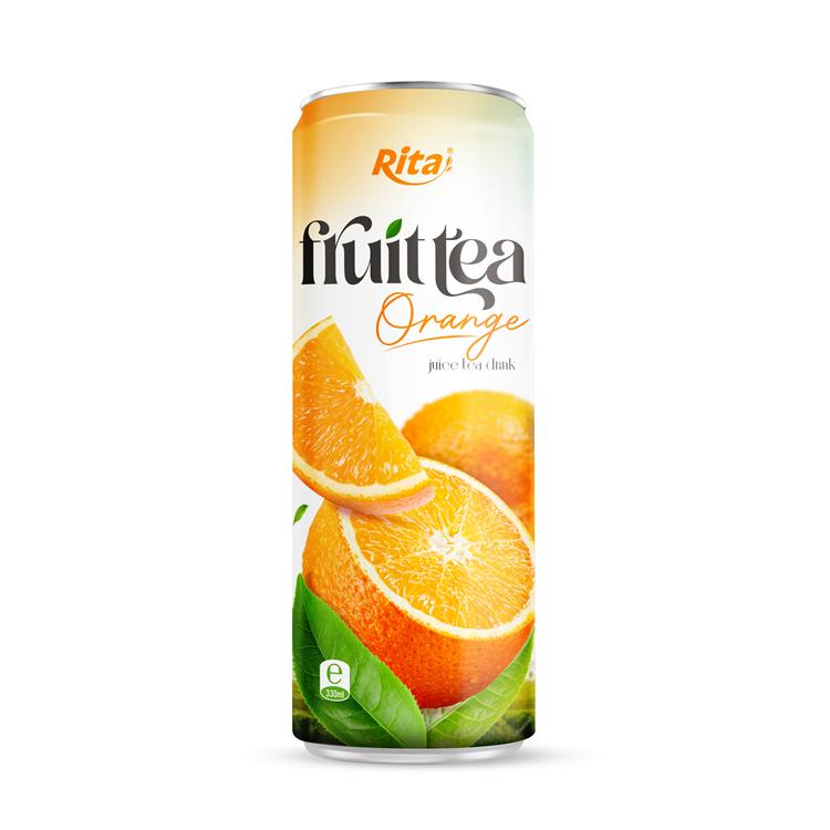 320ml Sleek Alu Can Tea Drink with Orange Flavor