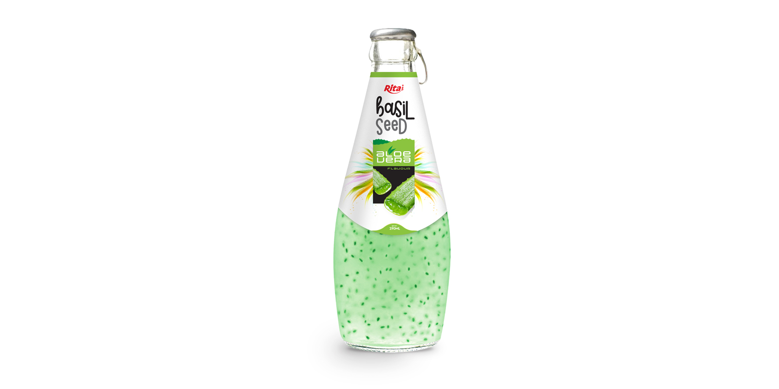 Basil seed with aloe vera  glass bottle 290ml