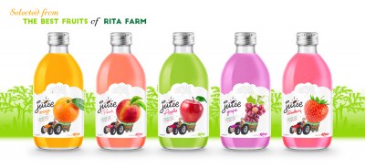 glass 320ml fruit juice peach private label brand