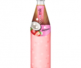 485 ml Glass bottle Coconut milk with nata de coco strawberry juice